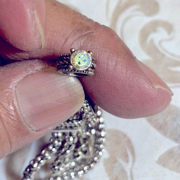 Premier Designs Hostess Charm Bracelet Double Strand Crown Heart Ring Cross 6.5” - Picture 4 of 5